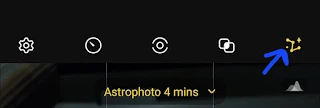 The Samsung Screen showing Astrophoto 4 mins screen.