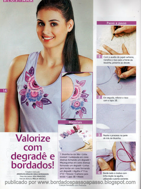 CAMISETA BORDADA COM FLORES