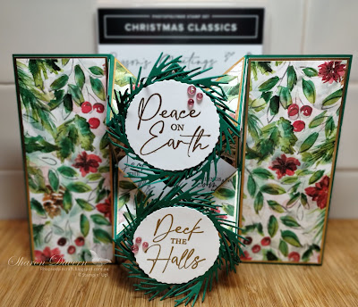 Rhapsody in Craft, #rhapsodyincraft, #heartofchristmas,#heartofchristms2023,Double Diamond Pop Up Card, Fun fold, fancy fold,Christmas Classics, Joy Of Noel, Deckled Circle Dies, Joy of Christmas DSP, Stampin' Up, Art with Heart,#artwithehart,#loveitchopit