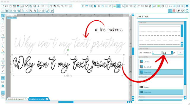 silhouette studio lines not printing, silhouette studio text not printing, silhouette studio beginner help