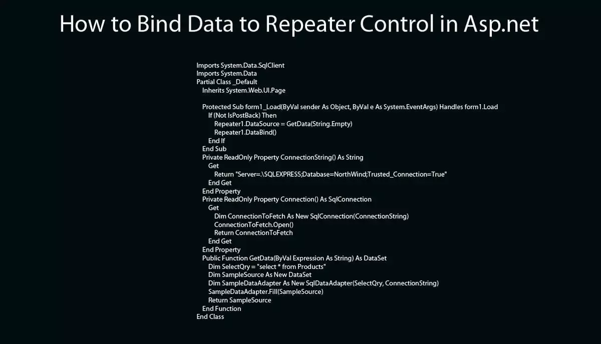 How to Bind Data to Repeater Control in Asp.net