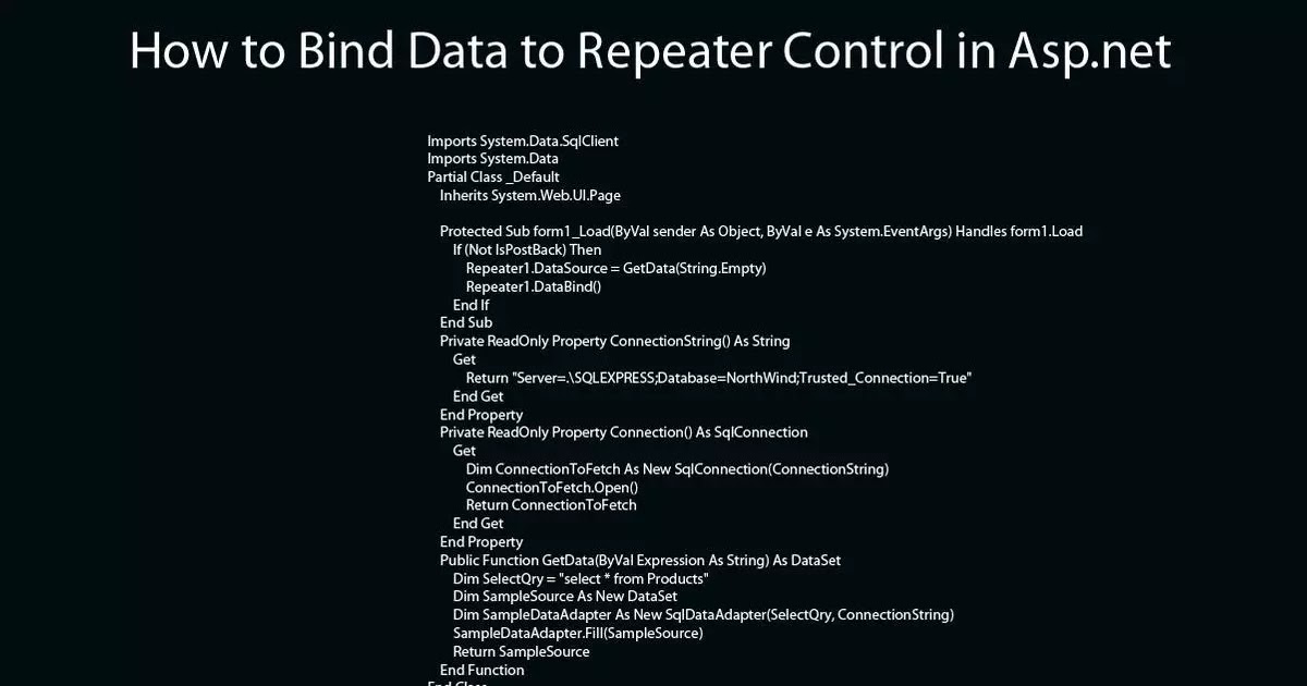 How to bind data to repeater control in Free Source code
