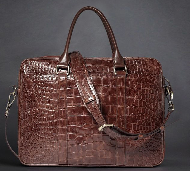 Top Choice: Stylish Crocodile Leather Diagonal Cross-Section Brown Bag