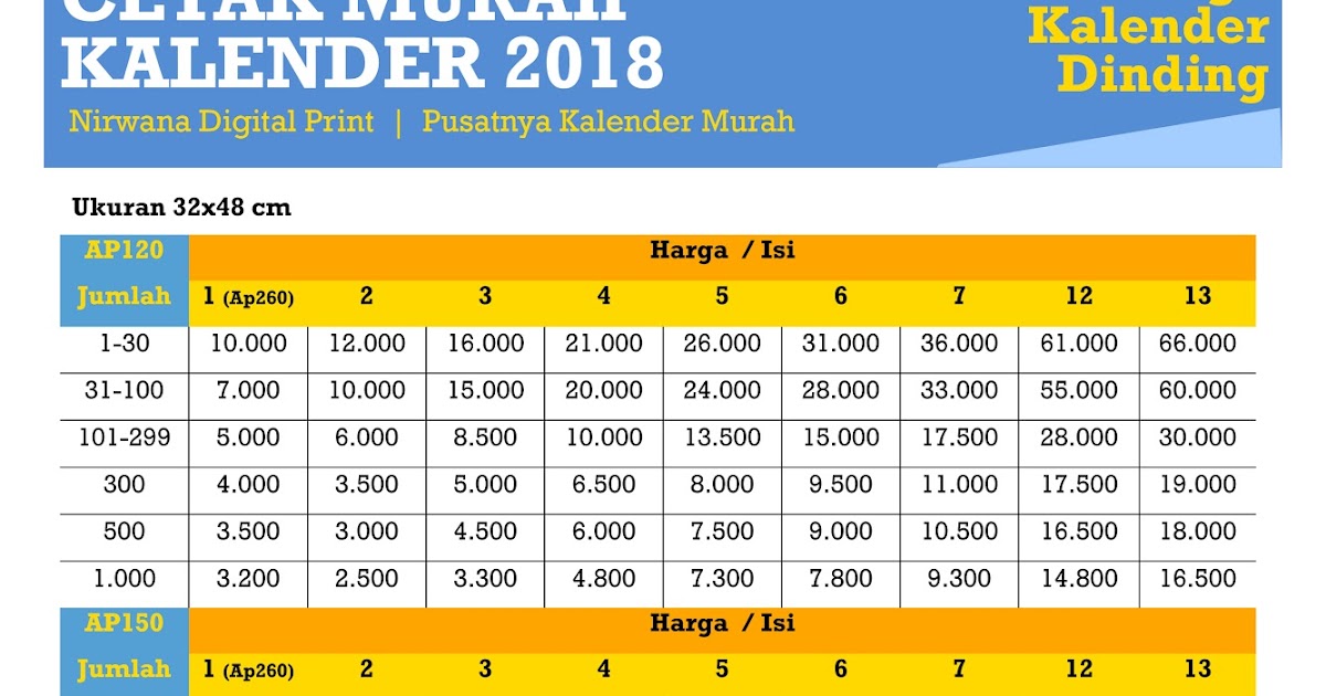 Nirwana Digital Print: Cetak Kalender 2018 Murah di Jawa Timur