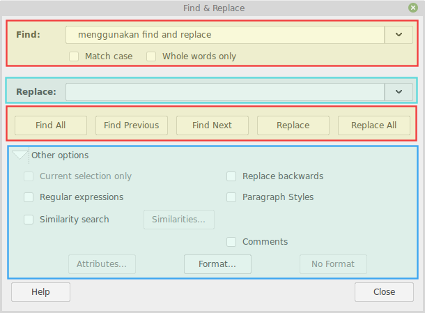 Cara Menggunakan Find And Replace LibreOffice Writer 