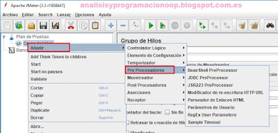 Pre-Processor Elements (Pre-procesadores de elementos) JMeter