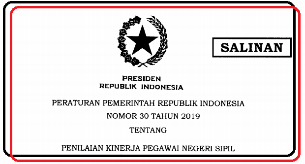 Peraturan Pemerintah – PP Nomor 30 Tahun 2019 Tentang Penilaian Kinerja PNS (Pegawai Negeri Sipil)