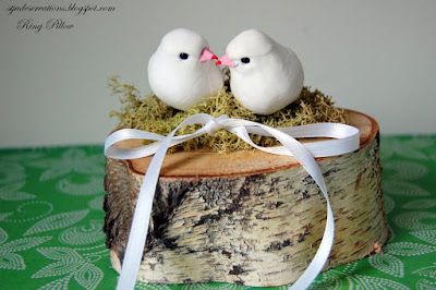 Ring bearer pillow birds nest woodland