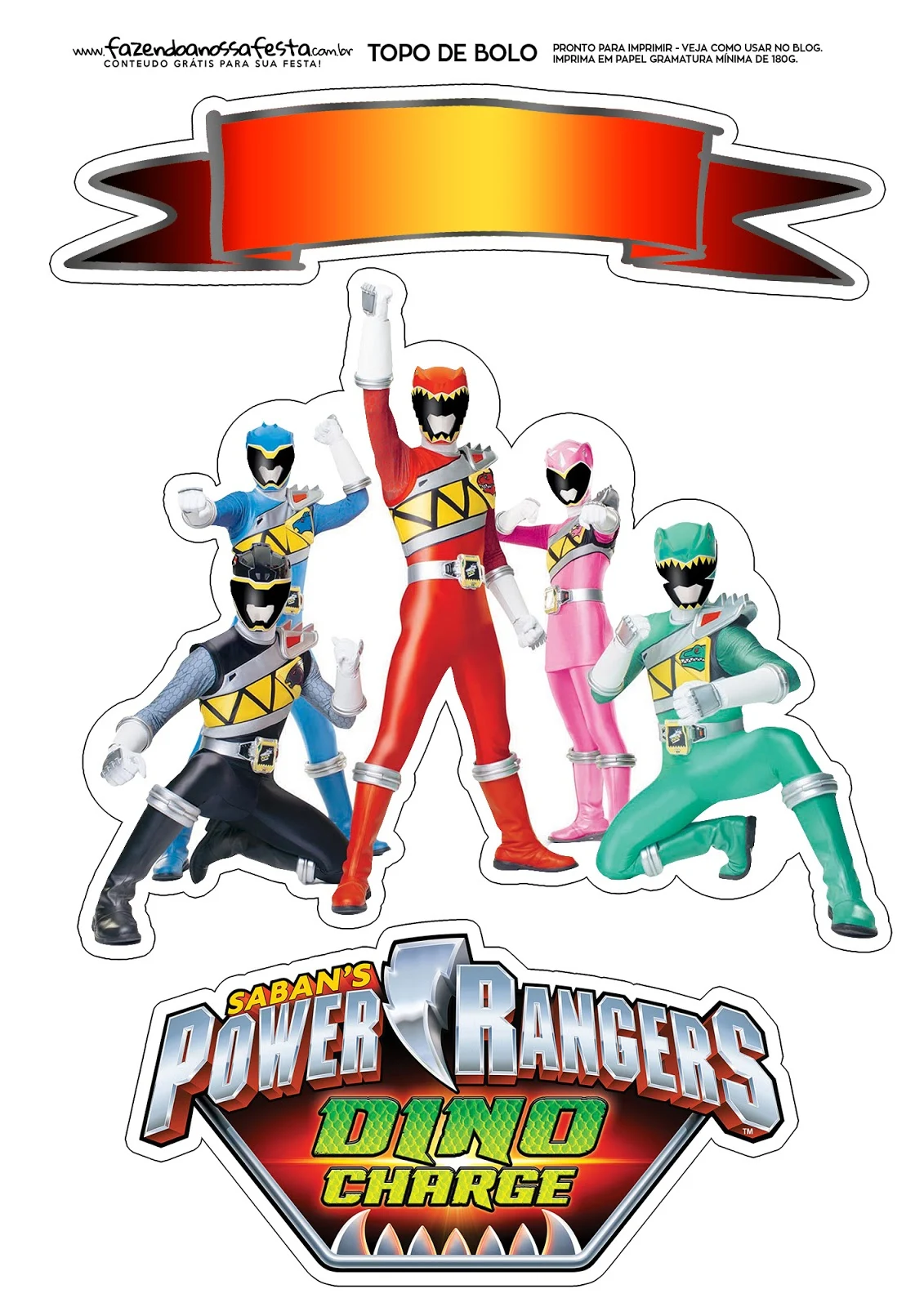 Power Rangers Free Printable Cake Toppers. Oh My Fiesta! in english