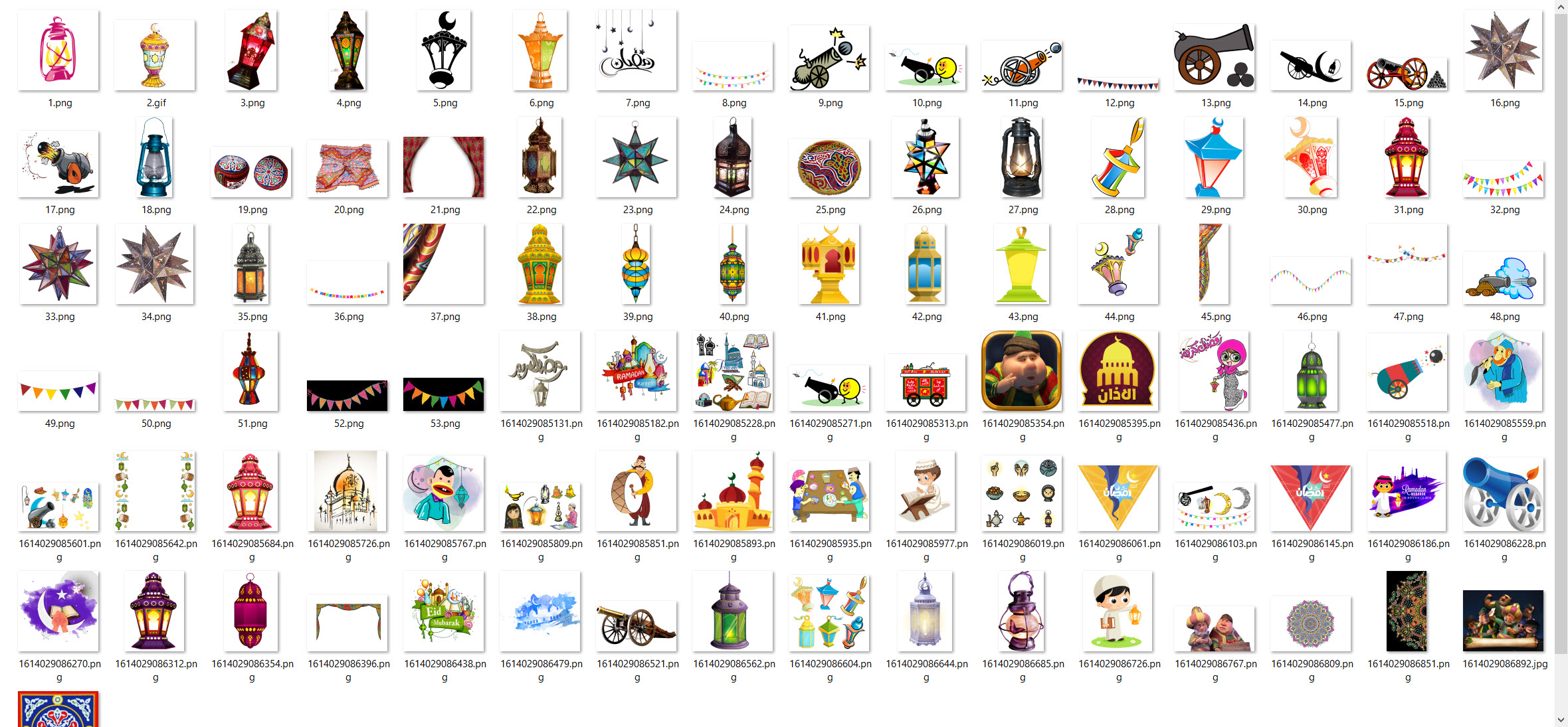 Cut-out pictures of Ramadan 2024, lanterns, Ramadan characters, design elements