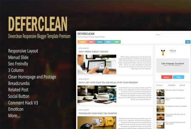 DOWNLAOD TEMPLATE BLOGGER DEVERCLEAN RESPONSIVE