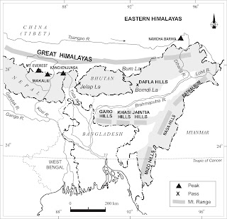 Eastern Himalayas of India Map