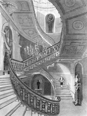 Grand Staircase, Carlton House, from The History  of the Royal  Residences by WH Pyne (1819)