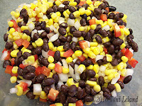 Corn, black beans and onion southwest salad