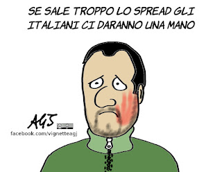 salvini, spread, risparmio, titoli di stato, economia, manovra, def, vignetta, satira