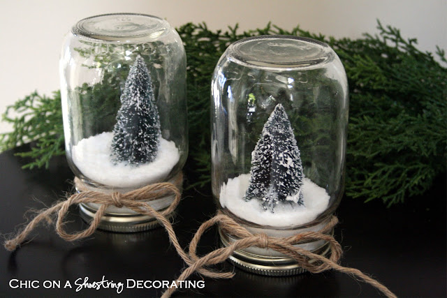 Kids Craft: Dollar Store Waterless Snow Globes by Chic on a Shoestring Decorating blog