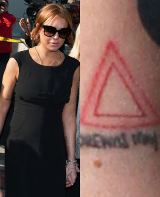 Lindsay Lohan's red triangle tattoo