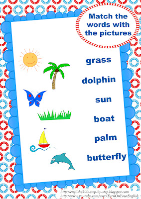 summer song worksheet matching pictures and words