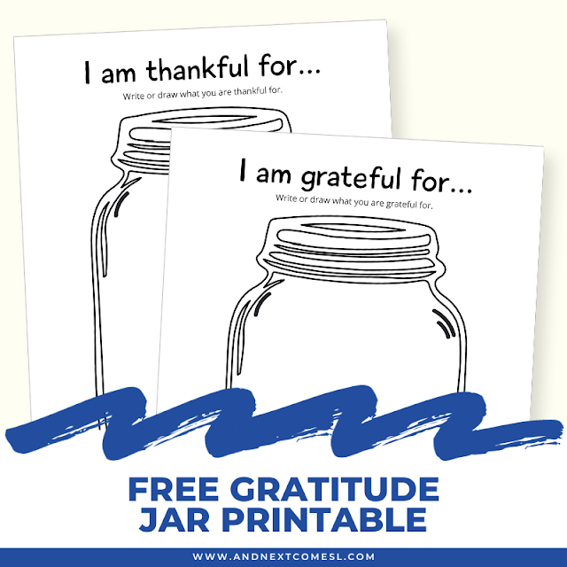 Free gratitude jar printable for practicing mindfulness - great for kids and teens!