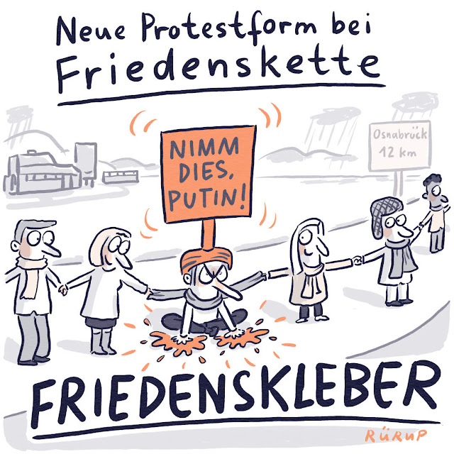 Münster, Osnabrück, Ukraine, Russland, Krieg, Kreml, Putin, Selensky, Selenskyj, Frieden, Friedensplan, Waffenstillstand, Friedenskette, Westfälischer Friede, Rürup, Cartoon