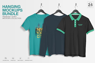 T-Shirt Mockup - Hanging Apparel Bundle