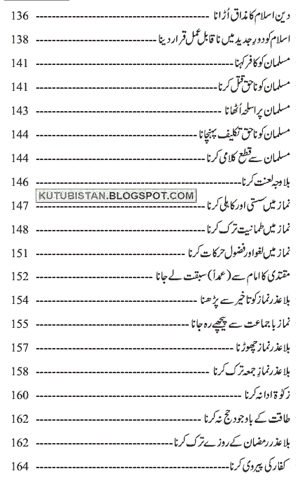 Contents of Gunah Aur Tobah Urdu Book