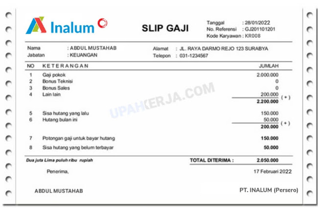 slip gaji karyawan pt inalum