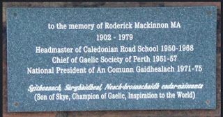 Roderick Mackinnon (1902-1979) Plaque by Gaelic Society of Perth at Caledonian Road School