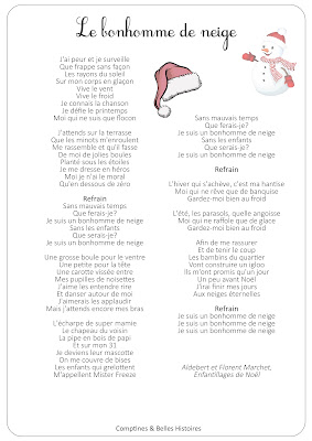 Le bonhomme de neige Paroles de la chanson d'Aldebert pour Noel - Sélection de Poésie, Chansons et Comptines pour enfant - Par Comptines et Belles Histoires