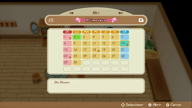 calendario - Story of Seasons: Friends of Mineral Town