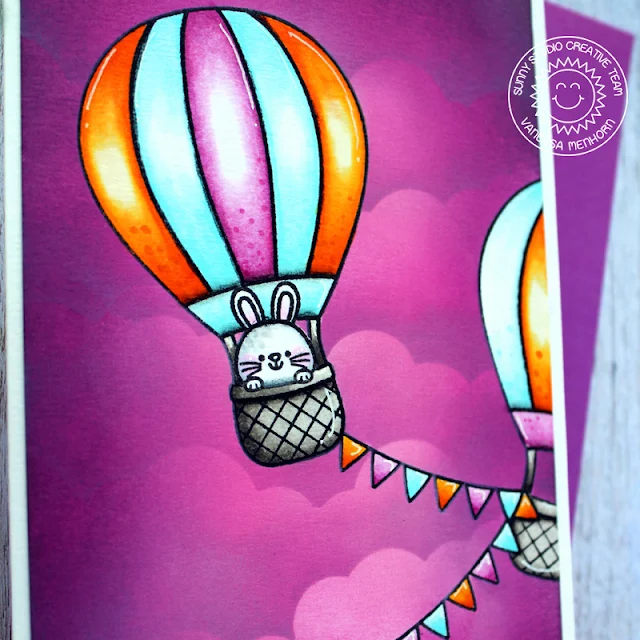 Sunny Studio Stamps: Balloon Rides Fluffy Cloud Border Dies  Everyday Card by Vanessa Menhorn