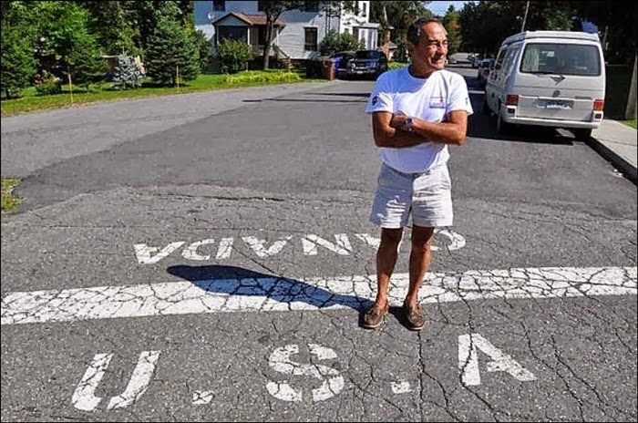 Canada and United States Country Border Road