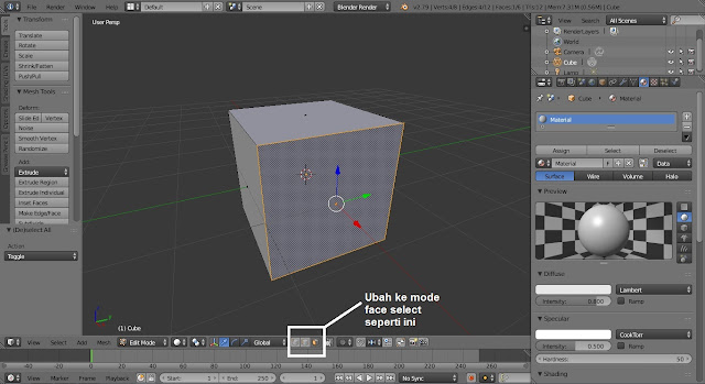 mode face select pada blender