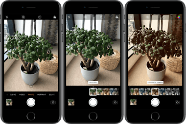 How to change the filters in the Camera in one motion