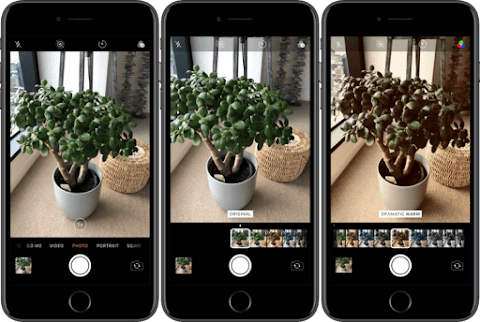 How to change the filters in the Camera in one motion