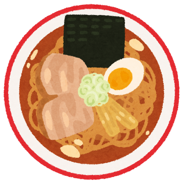 無料イラスト かわいいフリー素材集 上から見た醤油ラーメンのイラスト