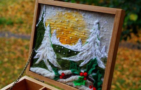 best ideas embroidery landscape box decor