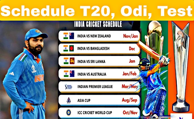 India cricket Team Full schedule in T20, ODI, and Tests