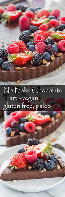 Yummy No Bake Chocolate Tart - vegan, gluten free, paleo