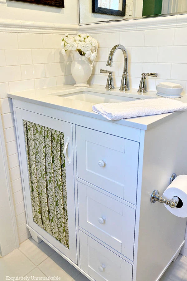 Green And White Bathroom Vanity Makeover