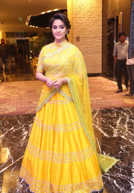 keerthi suresh latest images in yellow saree