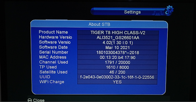 TIGER T8 HIGH CLASS V2 HD RECEIVER NEW SOFTWARE V4.02 10 MARCH 2021