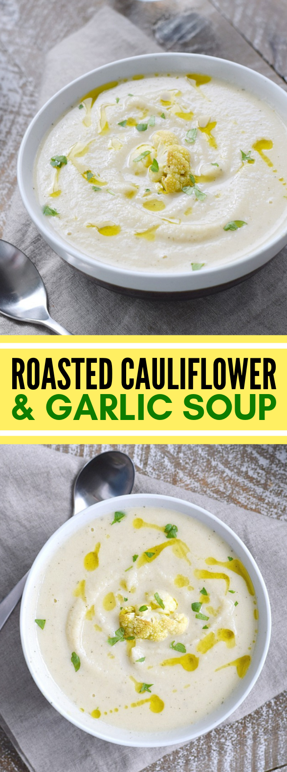 ROASTED CAULIFLOWER AND GARLIC SOUP #vegetarian #whole30