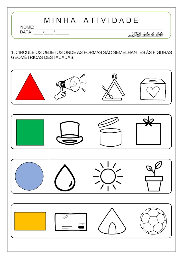 Atividade formas geométricas educação infantil