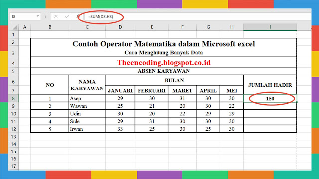 Operator Matematika Pada Excel 