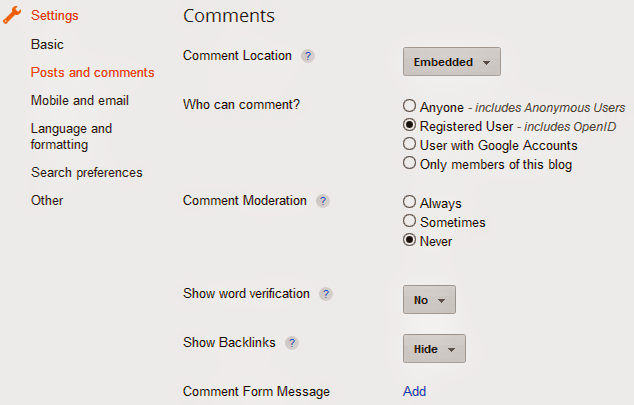 Blogger Blog Comment Option Image