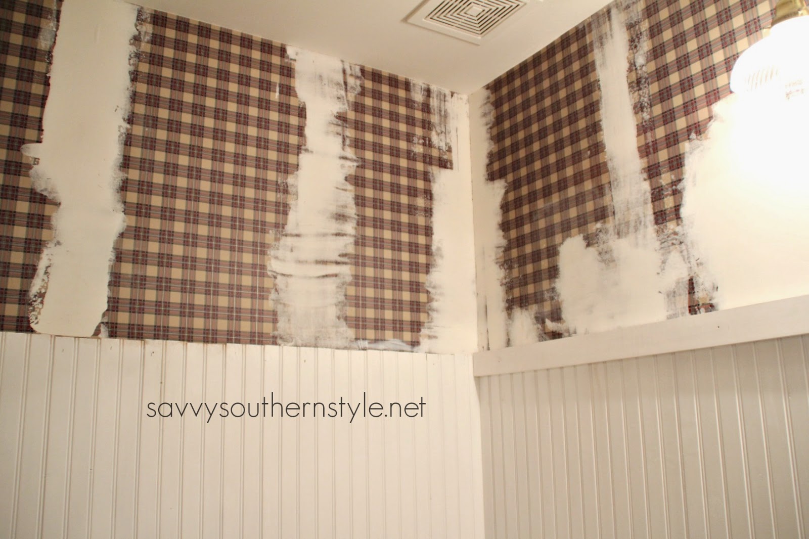 Savvy Southern Style How To Paint Over Wallpaper
