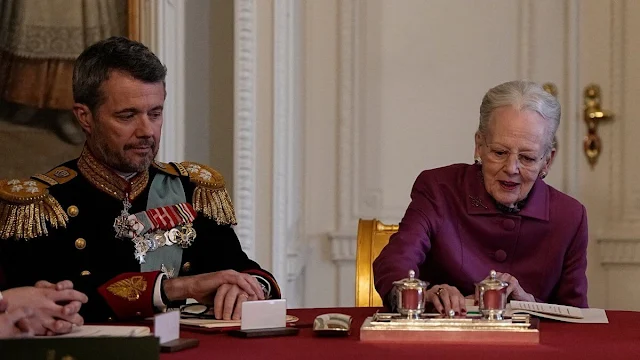 Queen Mary's outfit was designed by Soeren Le Schmidt and sewn by Birgit Hallstein. Prince Christian and Princess Isabella