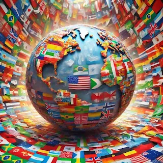 global world full of flags