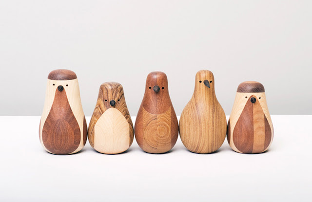 Lars Beller pajaros de madera reciclada - “Re-turned” birds